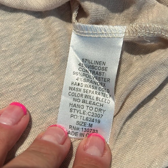 NWT Umgee Oversized Medium Blue/Leopard/cream Linen Blend Short Sleeve Shirt - Picture 6 of 9